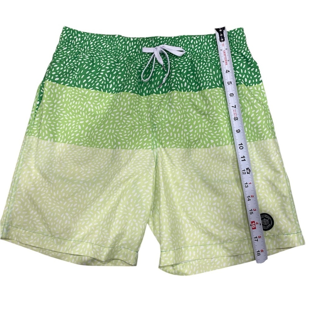 7" Spotted Stripes Swim Short, Green Swim Shorts,Men’s 2‎ pocket shorts,SZ M - Picture 3 of 8